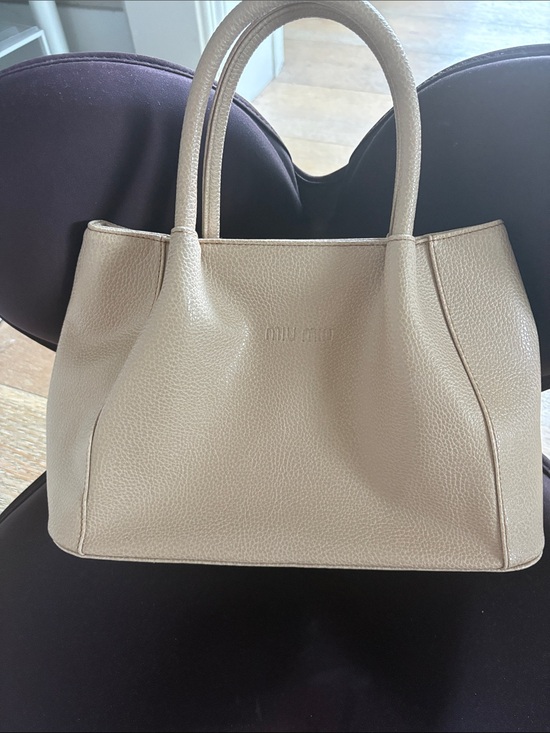 Miu Miu Handbags - Miu Miu Beige Pebbled Leather Top-inside out leather Handle Tote
